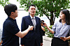Former head of the Joint Chiefs of Staff Kim Myung-soo speaks to reporters while attending a questioning session held in Gyeonggi on June 22.