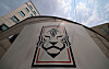 The logo of Korea Football Association is seen in central Seoul on July 1.