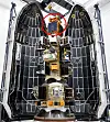 Korea's satellite is seen loaded inside a Falcon 9 rocekt in a red-circled area