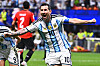 Argentina's Lionel Messi celebrates scoring their second goal during the FIFA World Cup round of 16 soccer match between Argentina and Egypt in Atlanta, on July 7.
