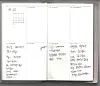 Open planner with handwritten Korean notes and printed weekly date boxes.