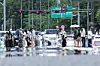 Heat shimmers rise above traffic road in western Seoul on July 12, when daily high reached 35 degrees Celsius (95 degrees Fahrenheit).