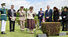 Princess Anne, the younger sister of British King Charles III, fourth from left, pays tribute to fallen British soldier M. Hogan at the United Nations Memorial Cemetery in Busan on July 14.
