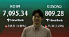 A screen in Hana Bank's trading room in central Seoul shows the Kospi opening on July 15.