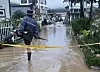 Residential buildings are seen flooded in Asan, South Chungcheong, on July 22, in a photo provided by the city government.