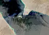 A satellite imagery shows the Strait of Bab al-Mandab, a narrow gateway to the Red Sea [REUTERS/YONHAP]