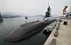 The Dosan Ahn Chang-ho submarine is seen at a port in Changwon, South Gyeongsang, on March 25.