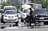 Heat haze is seen on road in Ulsan, southeastern industrial city, on July 23.