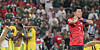 Son Heung-min, right, reacts after a defeat against South Africa at the FIFA World Cup 2026 in Mexico on June 24.