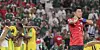 Son Heung-min, right, reacts after a defeat against South Africa at the FIFA World Cup 2026 in Mexico on June 24.