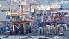 Cargo containers are piled up at Pyeongtaek Port in Gyeonggi on July 24.