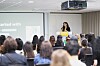 Marina Neretina speaks before international students at a special lecture.