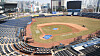 Wide view of an empty baseball stadium with field, seating, and scoreboard at Changwon NC Park.