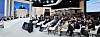 Lee Jae myung speaks at the Real Estate Policy Forum at KBS in western Seoul on July 23 as attendees watch.