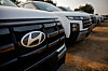 Hyundai Motor vehicles are parked in the outskirts of Ahmedabad, India, on Oct. 8, 2024.