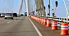 Safety installations are placed along the shoulder of Incheon Bridge on Nov. 18, 2025.