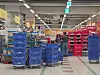 Store workers restock shelves at Homeplus Wolgok store in Seongbuk District, central Seoul, during its soft reopening on Aug. 7.