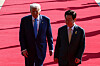 Korean President Lee Jae Myung, right, meets with U.S. President Donald Trump on the sidelines of the Asia-Pacific Economic Cooperation (APEC) leaders' summit in Gyeongju, Korea, on Oct. 29, 2025.