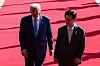 Korean President Lee Jae Myung, right, meets with U.S. President Donald Trump on the sidelines of the Asia-Pacific Economic Cooperation (APEC) leaders' summit in Gyeongju, Korea, on Oct. 29, 2025.
