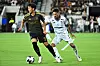 Los Angeles FC forward Son Heung-Min, left, controls the ball during the second half of a Leagues Cup football match on Aug. 12 in Los Angeles.