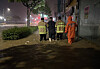 First responders help evacuate a stranded person in Geoje, South Gyeongsang, on Aug. 17.