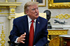 President Donald Trump speaks as he meets with lifeguard Ryder Williams in the Oval Office of the White House, Monday, Aug. 17, 2026, in Washington. (AP Photo/Manuel Balce Ceneta)
