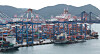Busan Port is seen with containers piled for exports and imports on Aug. 18.