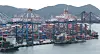 Busan Port is seen with containers piled for exports and imports on Aug. 18.