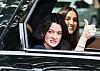 Madison Huang, the eldest daughter of Nvidia CEO Jensen Huang, shows her thumbs-up while leaving LG Electronics' research and development campus in Seocho District, southern Seoul, on Aug. 18.