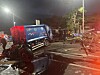 The scene of a collision between a 6-ton garbage truck and a 25-ton dump truck at an intersection in Yeongcheon, North Gyeongsang, on Aug. 19.