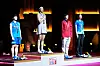 Standing on the podium L to R are silver medalist Japan's Akane Yamaguchi, gold medalist South Korea's An Se Young, and joint bronze medalists China's Wang Zhi Yi and Thailand's Pornpawee Chochuwong in the women's singles category of the Badminton World Championships in New Delhi, India, Sunday, Aug. 23, 2026. (AP Photo/Manish Swarup)/2026-08-23 22:09:00/
