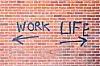 An image shows that work and life are directed in separate ways