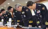Senior police officers bow for the agency's organizational misconduct in a governmental meeting held in Sejong on Aug. 26.