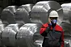 A man works at an aluminum plant, run by Rusal, in Irkutsk, Russia, on Sept. 27, 2022.