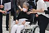 (서울=뉴스1) 이광호 기자 = 윤석열 정부와의 '정교유착 의혹'으로 기소된 한학자 통일교 총재가 10일 오전 서울 서초구 서울중앙지방법원에서 열린 정치자금법 위반 등 혐의 결심 공판에 출석하고 있다.(공동취재) 2026.7.10/뉴스1