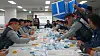 Unionized laborers from HD Hyundai Heavy Industries count votes for collective labor action in Ulsan on Aug. 27.