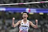 Woo Sang-hyeok reacts after an attempt in the men's high jump final at the World Athletics Championships in Tokyo on Sept. 16, 2025.