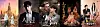 Collage of five drama posters with actors, Korean and English lettering, and varied warm-toned artwork.