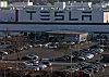 An aerial view of the Tesla's factory in Fremont in California, where Model S and X cars were produced.
