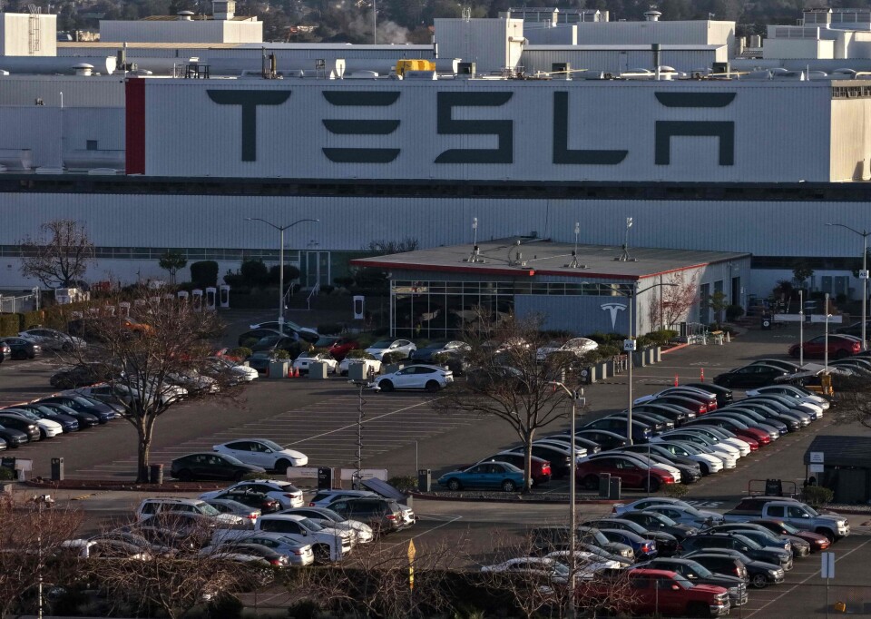 An aerial view of the Tesla's factory in Fremont in California, where Model S and X cars were produced.