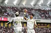 Son Heung-min of Los Angeles reacts with Denis Bouanga during a football match against Real Salt Lake at America First Field in Utah on Sept. 5.