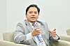 Ali Andika Wardhana, deputy chief of mission at the Indonesian Embassy in Korea, talks during an interview with the Korean press on the sidelines of the Solve Conference 2026 in Busan on Sept. 8.