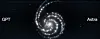 A glowing spiral of light on a dark background labeled GPT and Astra.
