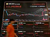 A screen is seen at a virtual asset service provider Bithumb's lounge in Gangnam District, southern Seoul, on Aug. 25.