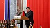 North Korean leader Kim Jong-un speaks during a ceremony marking 78th anniversary of the regime's foundation in Pyongyang on Sept. 9 in a photo carried by Korean Central News Agency.