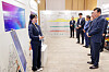 DO NOT RE USE!!! 재사용 금지!!!!!!! Lotte Chairman Shin Dong-bin, right, listens to a presentation on AI projects by young designers at Lotte World Tower in Songpa District, southern Seoul, on Sept 10.