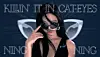 A fan art celebrating Ning Ning's selection as the K-pop star who best pulls off cat-eye-shaped sunglasses