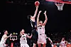 Korea’s guard Lee Jung-hyun shoots during a men’s basketball group-stage game against Japan at Aichi International Arena in Nagoya on Sept. 13.