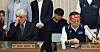 Caption: 잠시 재개된 서울시내버스 노사 조정회의 (서울=연합뉴스) 최재구 기자 = 15일 서울 영등포구 서울지방노동위원회에서 재개된 버스노조의 노동 쟁의 관련 분쟁에 대한 2차 조정회의에 박점곤 서울시버스노조 위원장을 비롯한 노측(오른편)과 김정환 서울시버스운송조합 이사장을 비롯한 사용자측이 참석해 있다. 양측은 밤 9시 30분에 회의를 재개하기로 하고 다시 정회 했다. 2026.9.15 jjaeck9@yna.co.kr/2026-09-15 21:05:03/