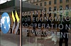 FILE - The logo at the entrance of the Organisation for Economic Co-operation and Development (OECD) headquarters in Paris, France, Wednesday, June 7, 2017. (AP Photo/Francois Mori, file) FILE PHOTO/2026-06-03 21:30:21/